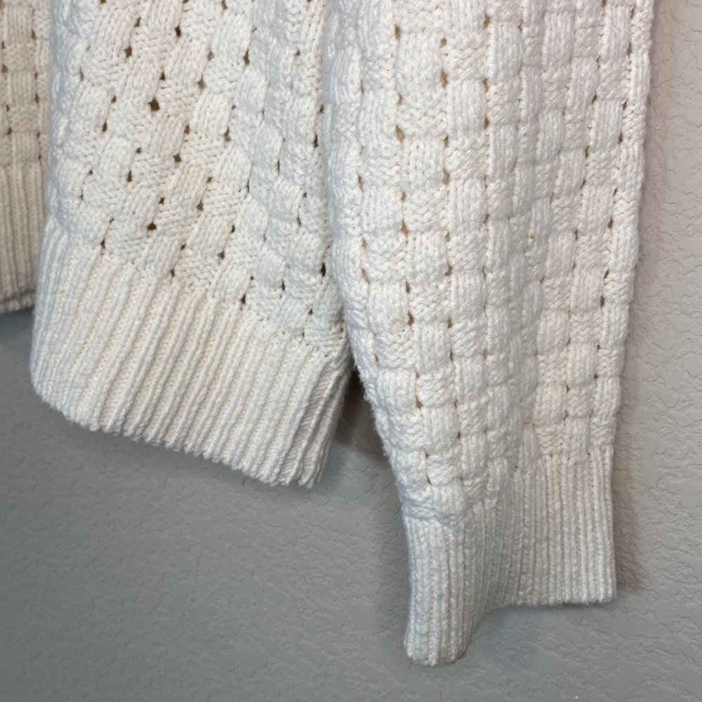 Madewell Basketweave-Stitch Cream Sweater M - Picture 8 of 10